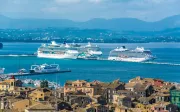 Cruise ships docked at the port of Corfu, Greece