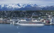 Cruise ship docked at the port of Tromso, Norway