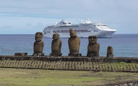 cruise ship docked at the port of Easter Island, Chile