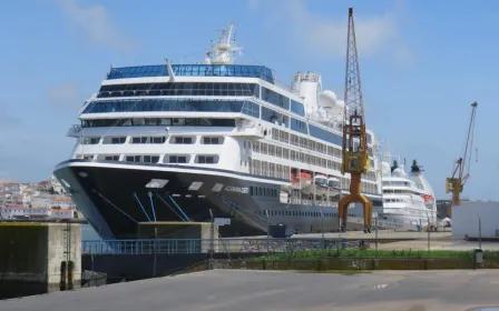 Cruise ship docked at the port of Portimao, Portugal