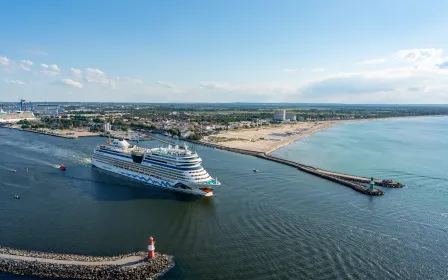 Cruise ship sailing from the port of Warnemunde, Germany