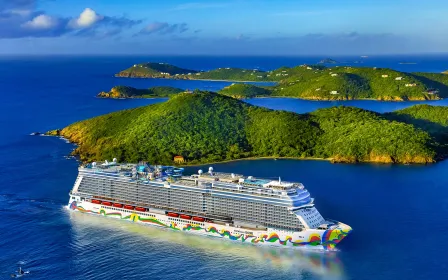 Norwegian Encore cruise ship sailing to homeport