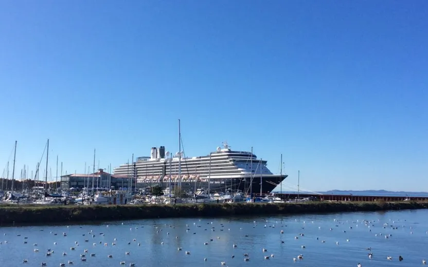 cruise ship docked at the port of Astoria, Oregon