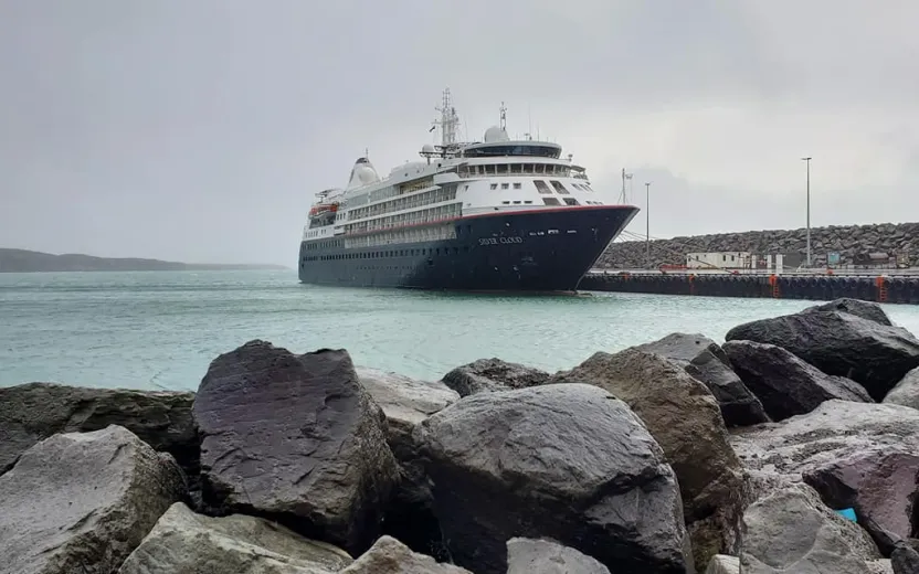 Cruise ship docked at the port of Husavik, Iceland