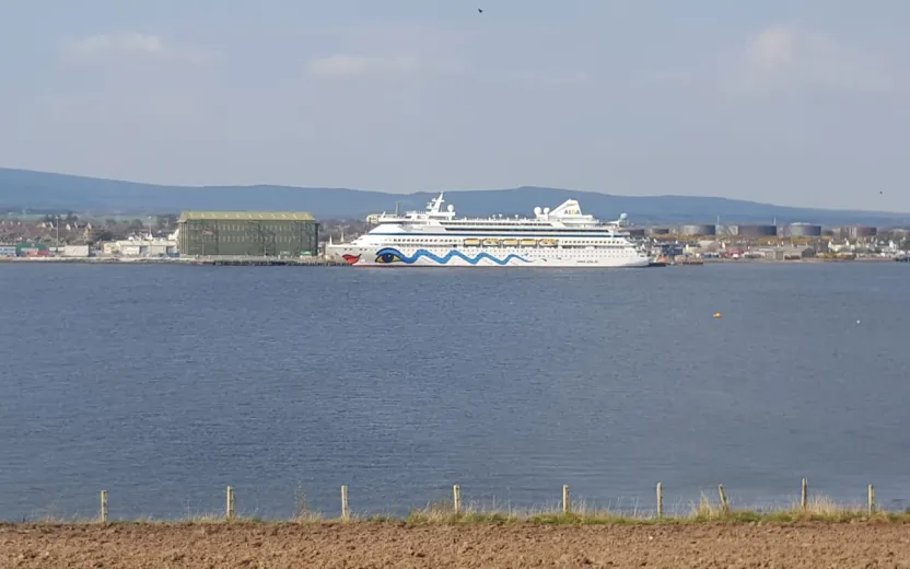 Aida cruise ship docked at the port of Invergordon, Scotland