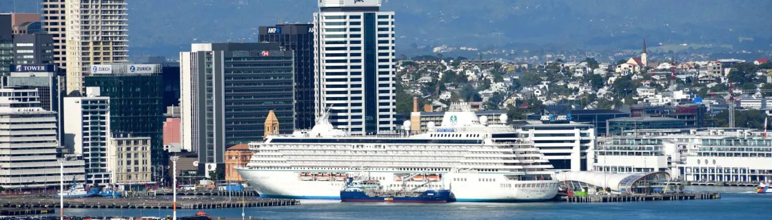 Cruise ship docked at the port of Auckland, New Zealand