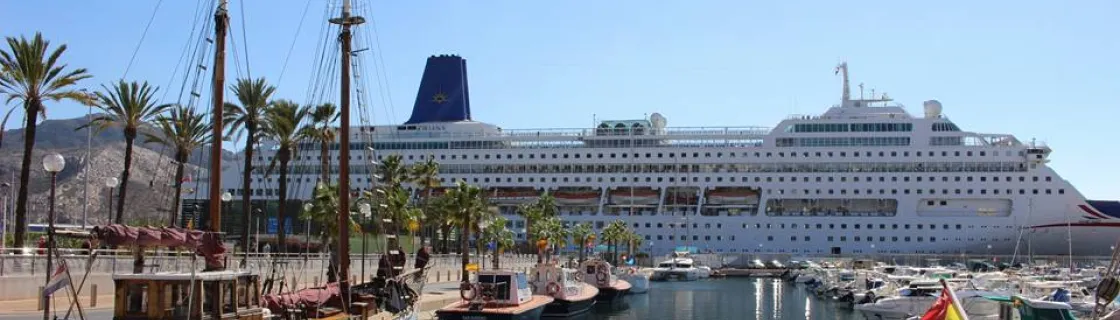 Cruise ship docked at the port of Cartagena, Spain