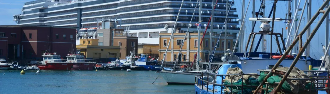 Cruise ship docked at the port of Catania, Sicily