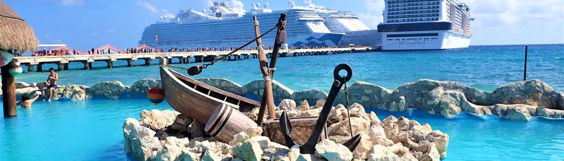 Cruise ships docked at the port of Costa Maya, Mexico