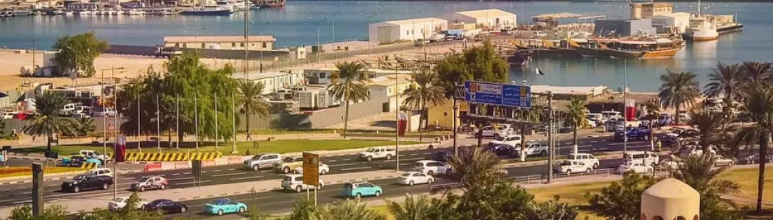 Cruise ship docked at the port of Doha, Qatar