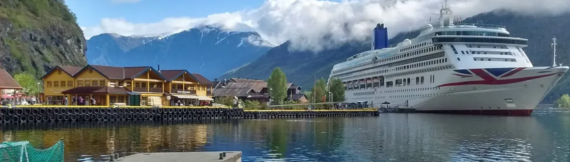 Cruise ship docked at the port of Flam, Norway