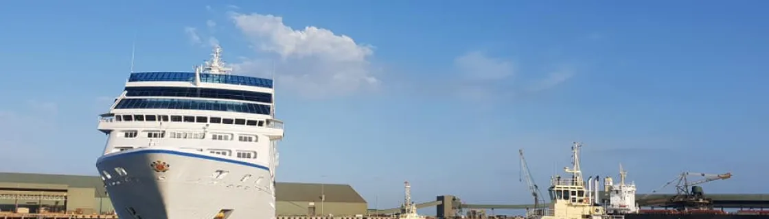 Cruise ship docked at the port of Geraldton, Australia