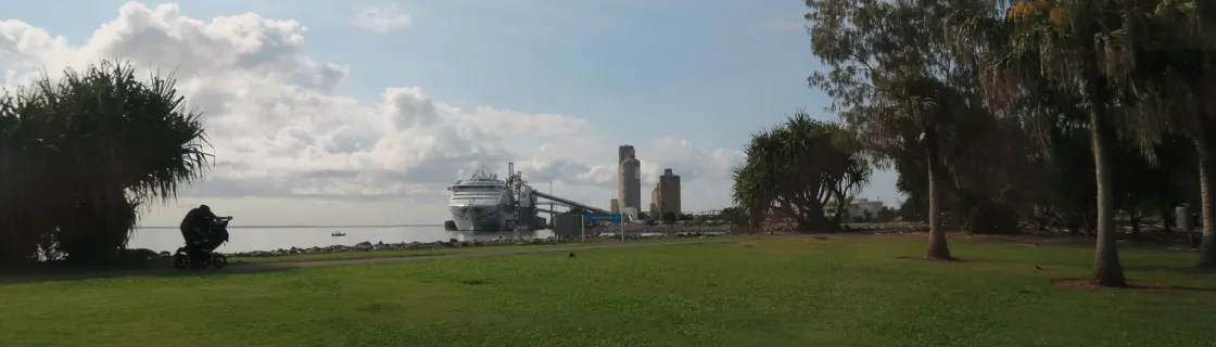 Cruise ship docked at the port of Gladstone, Australia