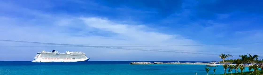 cruise ship docked at the port of Great Stirrup Cay, Bahamas