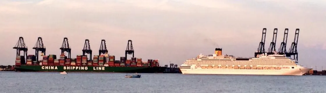 cruise ship docked at the port of Harwich, England