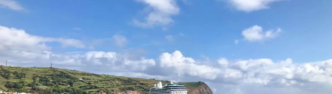 cruise ship docked at the port of Horta, Azores