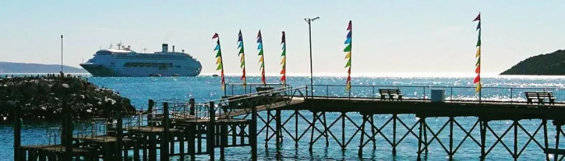 cruise ship docked at the Kangaroo Island, Australia