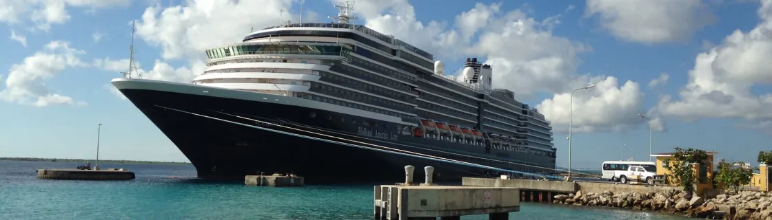 Cruise ship docked at the port of Kralendijk, Bonaire