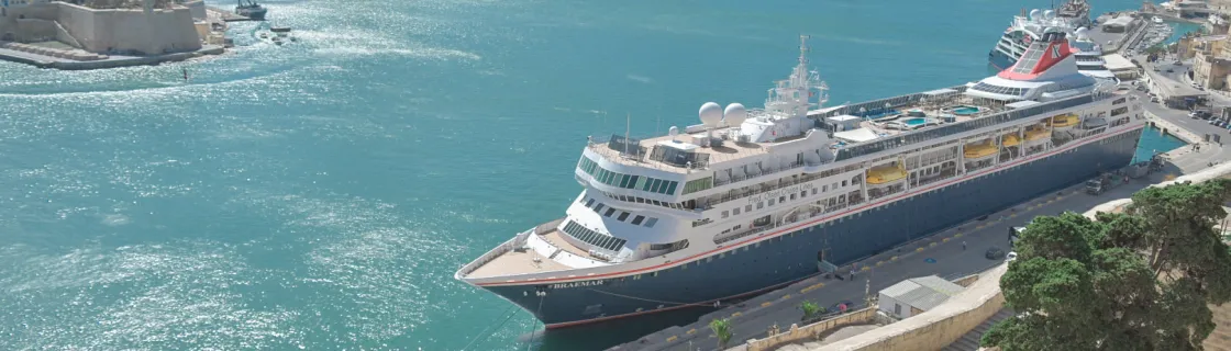 Cruise ship docked at the port of La Valletta, Malta