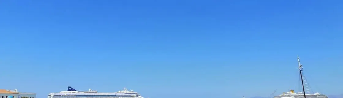 Cruise ship docked at the port of Mykonos, Greece