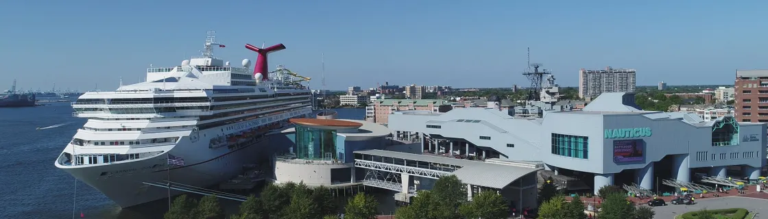 Carnival cruise ship docked at the port of Norfolk, Virginia.