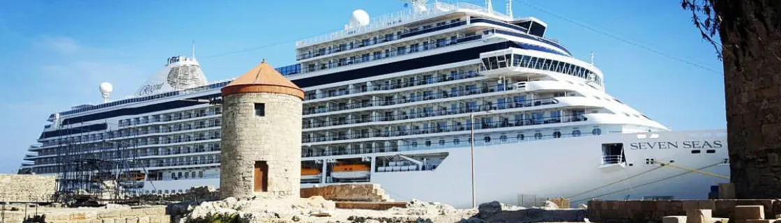 Cruise ship docked at the port of Rhodes, Greece