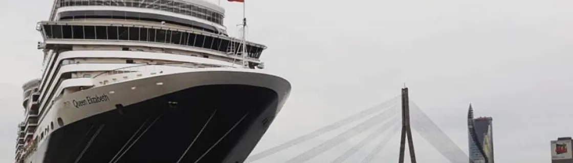 Cruise ship docked at the port of Riga, Latvia