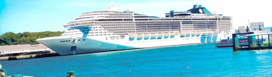 Cruise ship docked at the port of Sasebo, Japan
