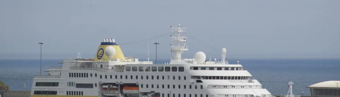 cruise ship docked at the port of Scrabster, Scotland