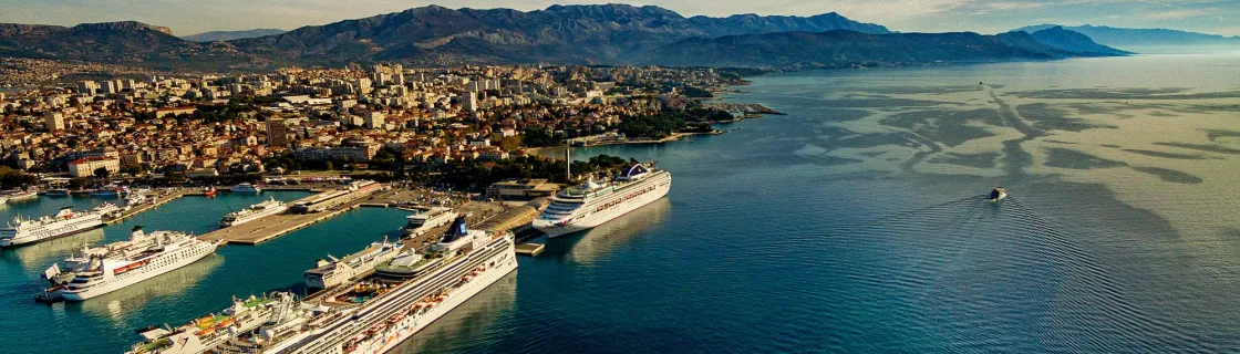 cruise ships docked at the port of Split, Croatia