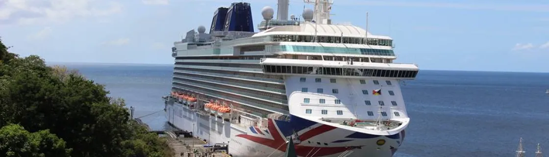Cruise ship docked at the port of St Vincent, St Vincent and the Grenadines