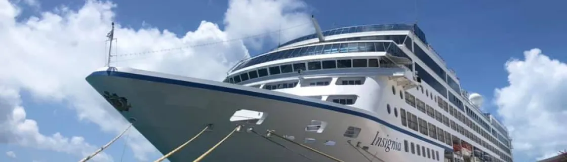 Regatta cruise ship docked at the port of St George, Bermuda
