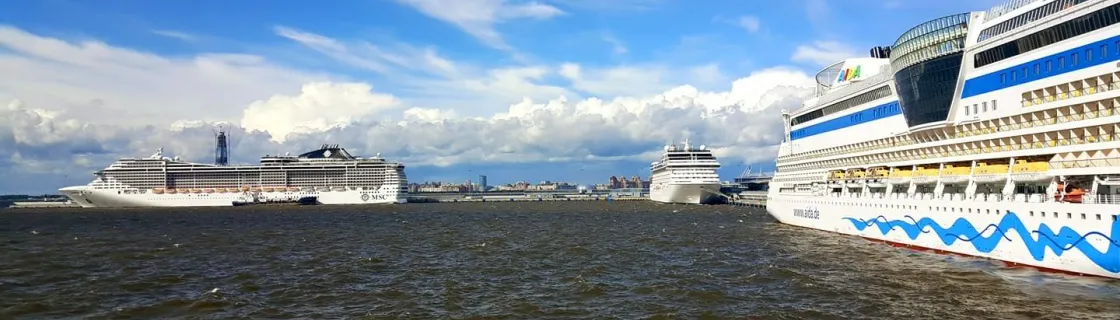 Cruise ships docked at the port of St Petersburg, Russia