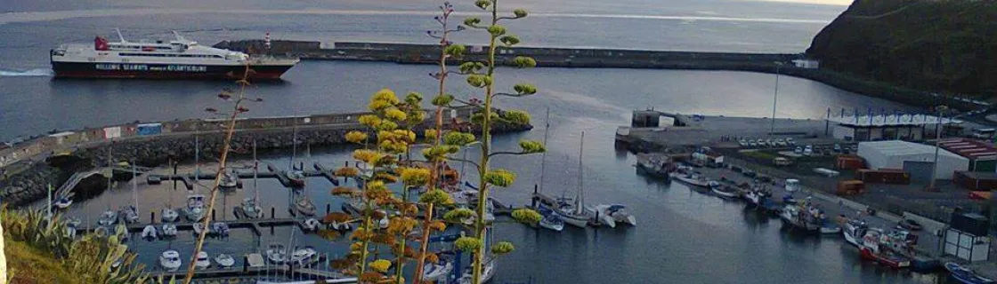 Cruise ship docked at the port of Vila Do Porto, Azores