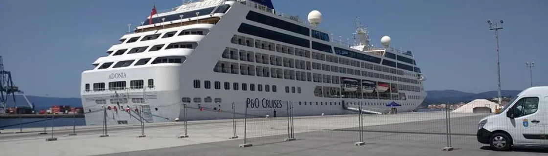 Cruise ship docked at the port of Vilagarcia de Arousa, Spain