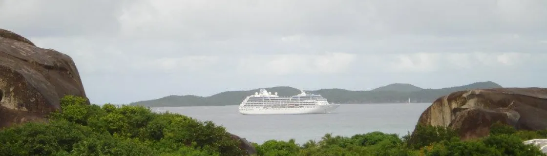 Carnival cruise ship docked at the port of Virgin Gorda, British Virgin Islands